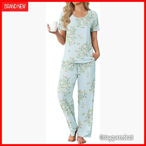 Other - Soft Viscose Bamboo Pajama Set Short Sleeve Long Pants Women's Sleepwear